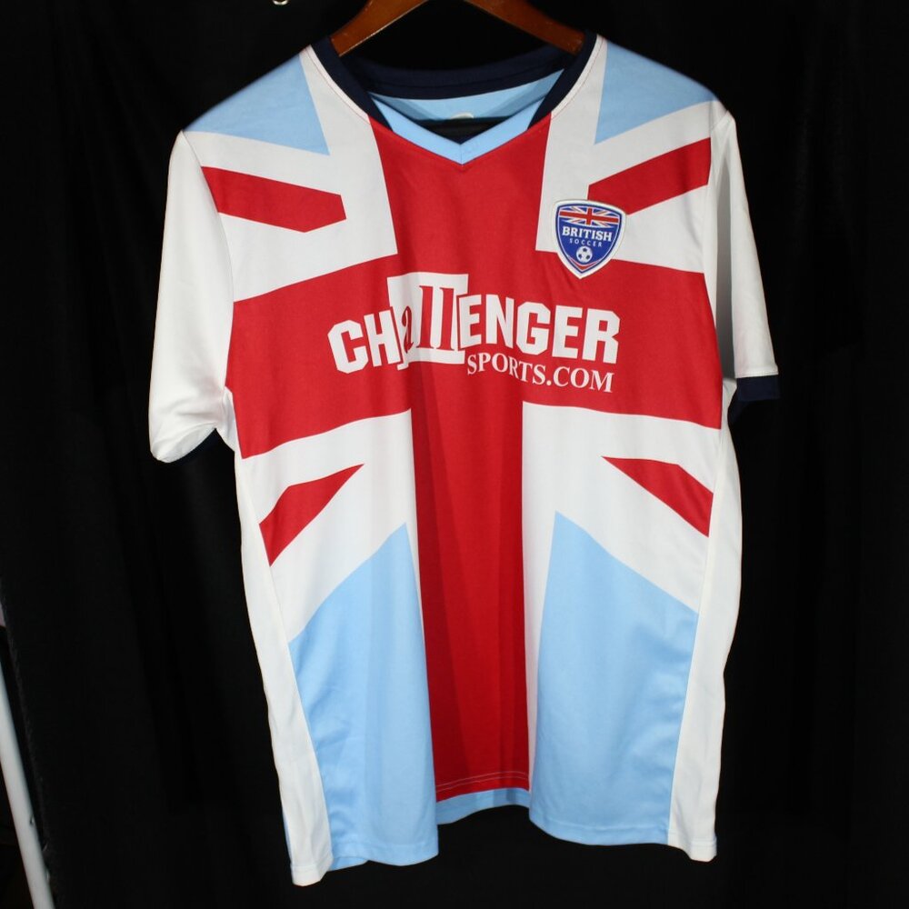 British Soccer Challenger Men’s Jersey V-neck Multicolor Dry Fit - Size Large